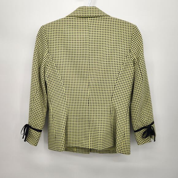 Vtg. Focus 2000 Chartreuse and Black Dotted Y2K Jacket Women's Blazer 4 - Picture 9 of 9